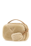 Prada Sand Shearling Crossbody Bag