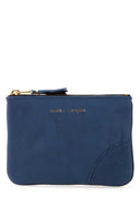 Comme Des Garcons Blue Leather Pouch