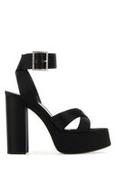 Saint Laurent Black Satin Bianca Sandals