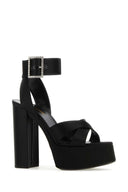 Saint Laurent Black Satin Bianca Sandals