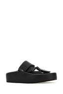 Mm6 Maison Margiela Black Leather Slippers