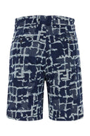 Fendi Embroidered Denim Bermuda Shorts