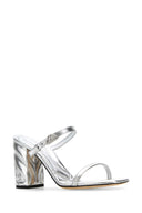 Alexander McQueen Silber Leder Seal Maultiere