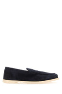 John Lobb Navy Blue Suede Tempo Sladers