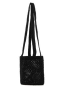 Gimaguas Black Crochet Fisherman Shoulder Bag