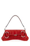 Gucci Red Leather Medium Gucci Horsebit Chain Clutch