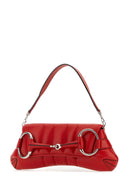 Gucci Red Leather Medium Gucci Horsebit Chain Clutch