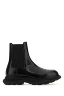 Alexander McQueen Black Leder Chelsea Trittstiefel Stiefel