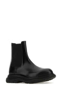 Alexander McQueen Black Leder Chelsea Trittstiefel Stiefel