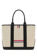 Thom Browne Sand Canvas RWB Stripe Einkaufstasche