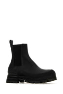 Alexander McQueen schwarzer Leder Chelsea Wander -Knöchelstiefel