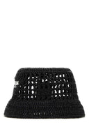 Prada Black Raffia Eimer Hut