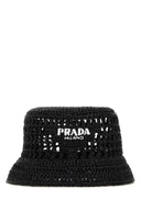 Prada Black Raffia Eimer Hut