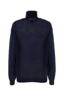 Prada Navy Blue Cashmere durch den Pullover auftreten