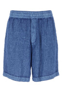 Burberry Blue Leinen Bermuda Shorts