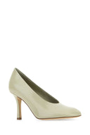Burberry Dove Grey Leather Baby Pumps