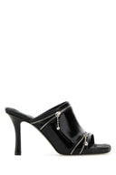 Burberry Black Leather Peep Mules