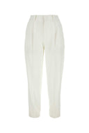 Pt Torino White Stretch Polyester Pant