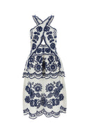 Vestido de mezcla de lino bordado de la granja Rio Richelieu