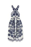 Vestido de mezcla de lino bordado de la granja Rio Richelieu