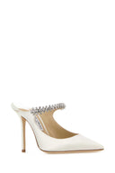 Jimmy Choo White Satin Bing 100 Mules