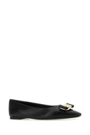 Salvatore Ferragamo黑色皮革Zea Ballerinas
