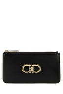 Portafoglio di cuoio nero di salvatore ferragamo
