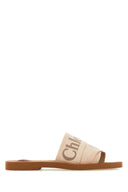 Chloe Beige Linen Woody Slippers