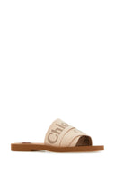Chloe Beige Linen Woody Slippers