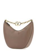Valentino Garavani Antiqued Pink Leather Medium Hobo V Logo Moon Shoulder Bag