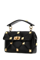 Valentino Garavani Nero Nappa Medium Roman Stull Borse