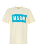 Msgm Cream Cotton T Shirt