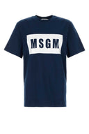 Msgm Navy Blue Cotton T Shirt
