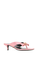 Versace Pink Satin Gianni Ribbon Thong Mules