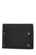 Valentino Garavani Black Leather Rockstud Card Holder