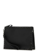 Valentino Garavani Black Leather Rockstud Clutch