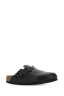 Birkenstock Black Leather Boston Slippers