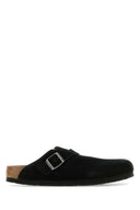 Birkenstock Black Suede Boston Slippers