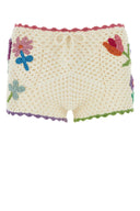 Rose Carmine Ivory Crochet Culotte