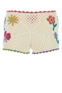 Rose Carmine Ivory Crochet Culotte