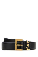 Saint Laurent Cassandre-Gürtel aus schwarzem Leder