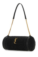 Saint Laurent Sort Raffia Og Læder Cassandre Skuldertaske