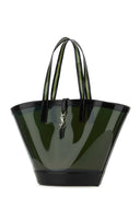 Saint Laurent Black Vinyl And Leather Panier Shopping Bag