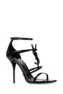 Saint Laurent Black Leather Cassandra Sandals
