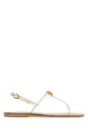 Ancient Greek White Leather Dimitra Thong Sandals