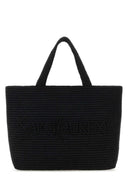Saint Laurent Black Raffia Saint Laurent Einkaufstasche
