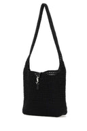 Saint Laurent Medium Le 5 ã  7 Schultertasche aus Raffiabast in Schwarz