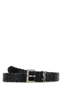 Saint Laurent Black Leather Cassandre Belt