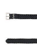 Saint Laurent Black Leather Cassandre Belt
