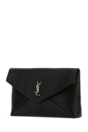 Saint Laurent Black Leather Large Cassandre Pouch